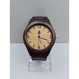 Treehut Wood Wrist Watch Red Ebony Maple Dial Quartz Minimalist New Battery 45mm